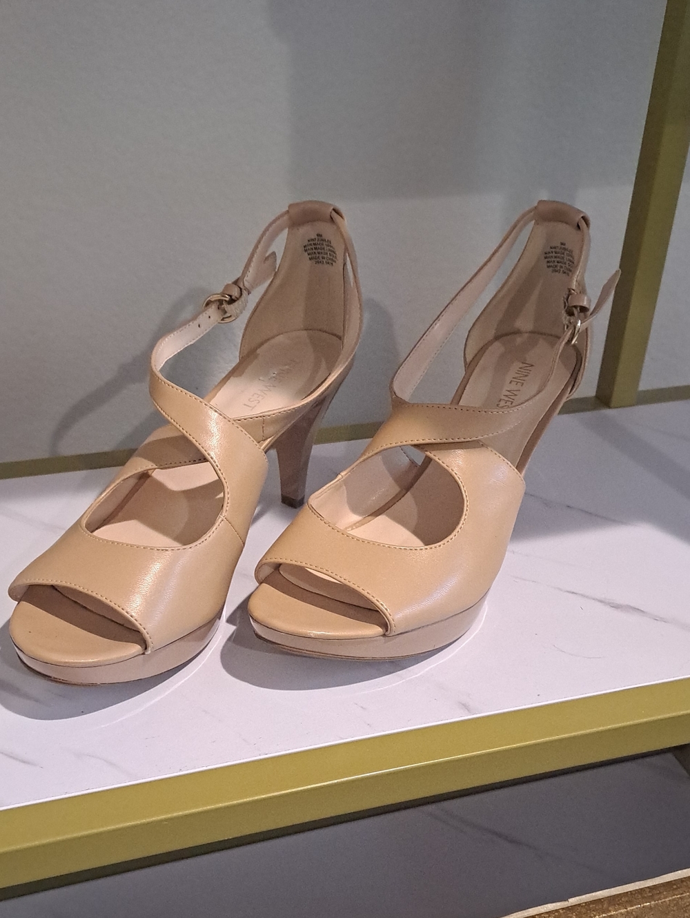 Nine West Beige Open-Toe Ankle Strap Heels